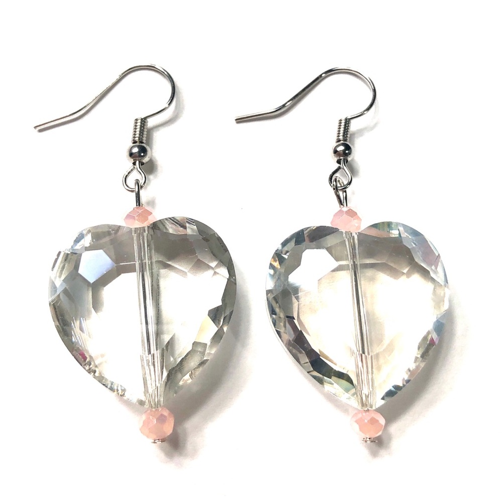 Handmade New Glass Crystal Heart Earrings Women Mother’s Day Anniversary